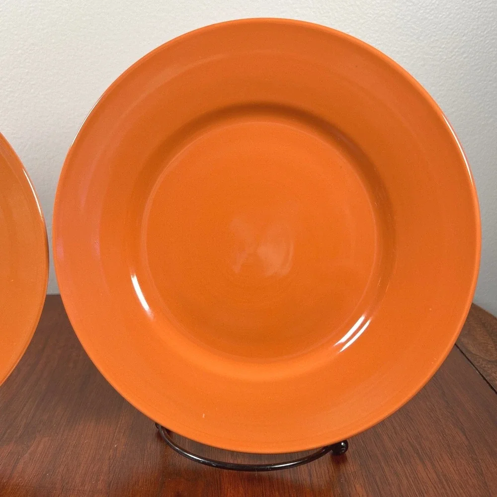 Studio 33 Orange Salad Dessert Plates Solid Terra-Cotta Glossy MCM Set of 4 - 8